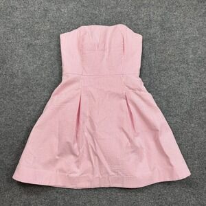 Lilly Pulitzer Womens‎ Dress 0 Pink White Seersucker Strapless Fit And Flare